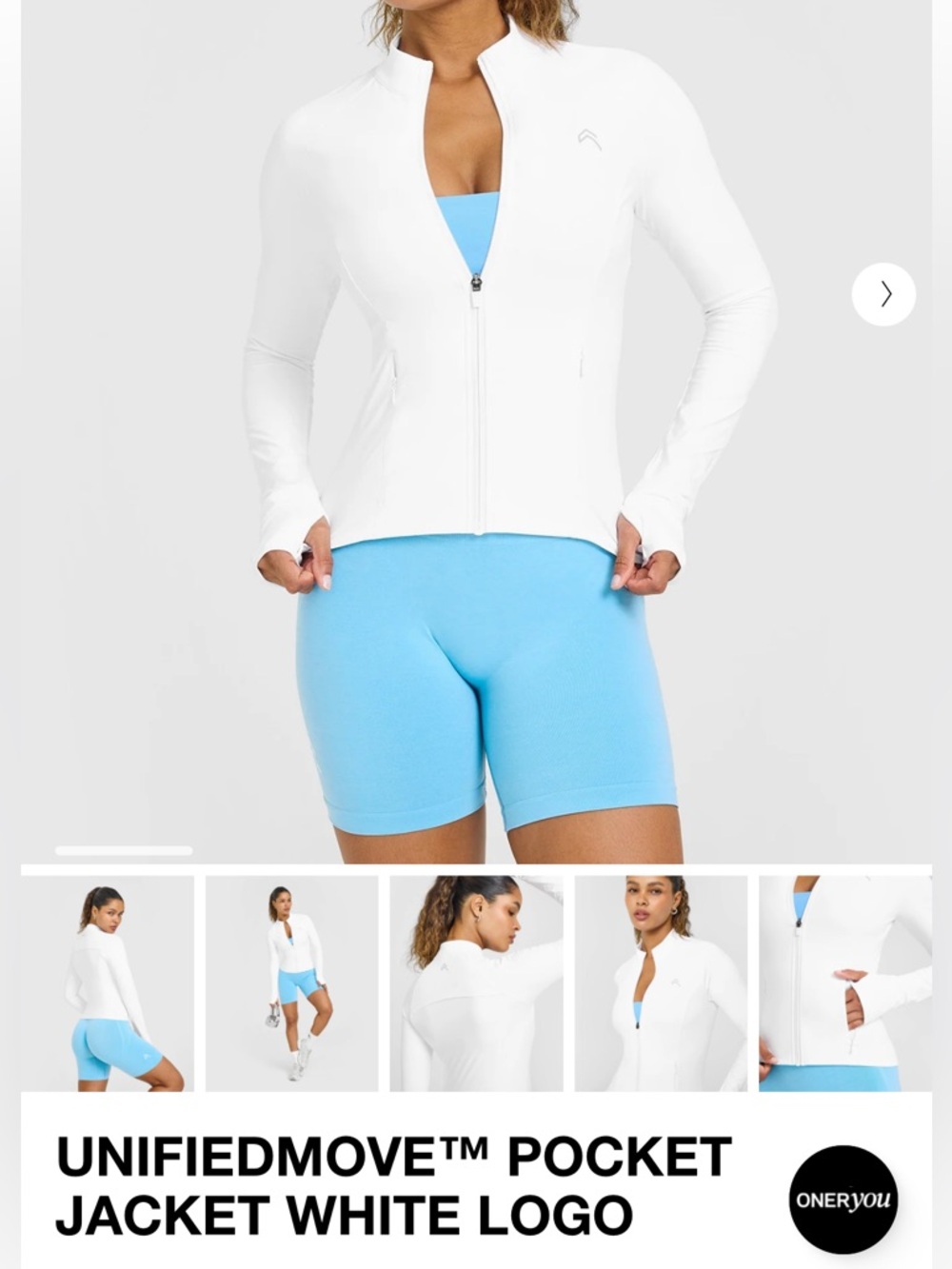 ONERACTIVE Unified Women's white Zip Jacket with Grey Logo